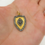 Load image into Gallery viewer, DP250. Diamond &amp; Sterling Silver Shield Shape Pendant
