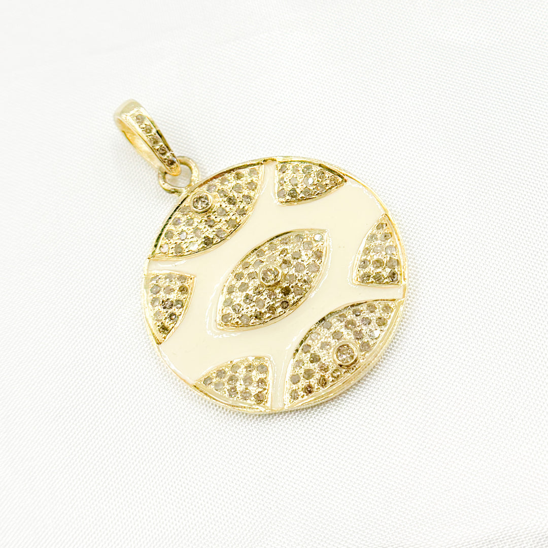 DP827A. Diamond Sterling Silver Round Eye Enamel Pendant