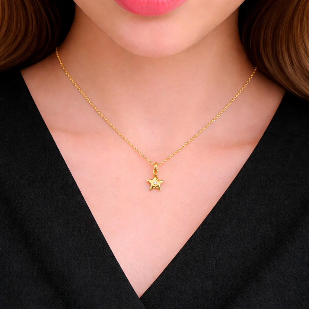 GDP144. 14K Solid Gold Diamond Star Charm