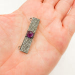 Load image into Gallery viewer, DC10. Silver Diamond and Gemstone Rectangle Connector
