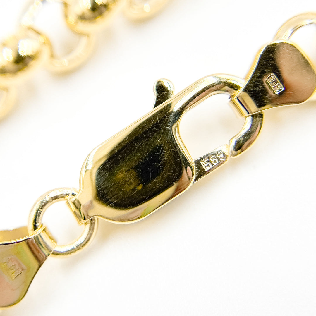 000HVR0534000. 14K Solid Yellow Gold Round Rolo Hollow Chain Necklace