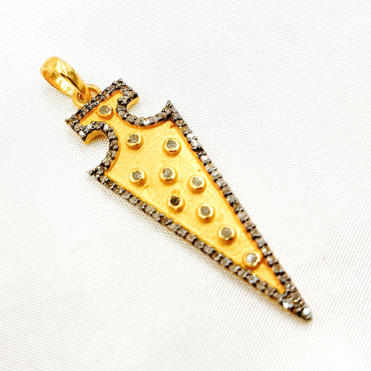 Diamond Silver Arrow Head Pendant with Gemstone
