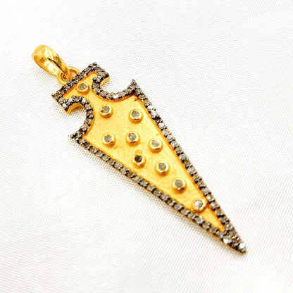 Diamond Silver Arrow Head Pendant with Gemstone