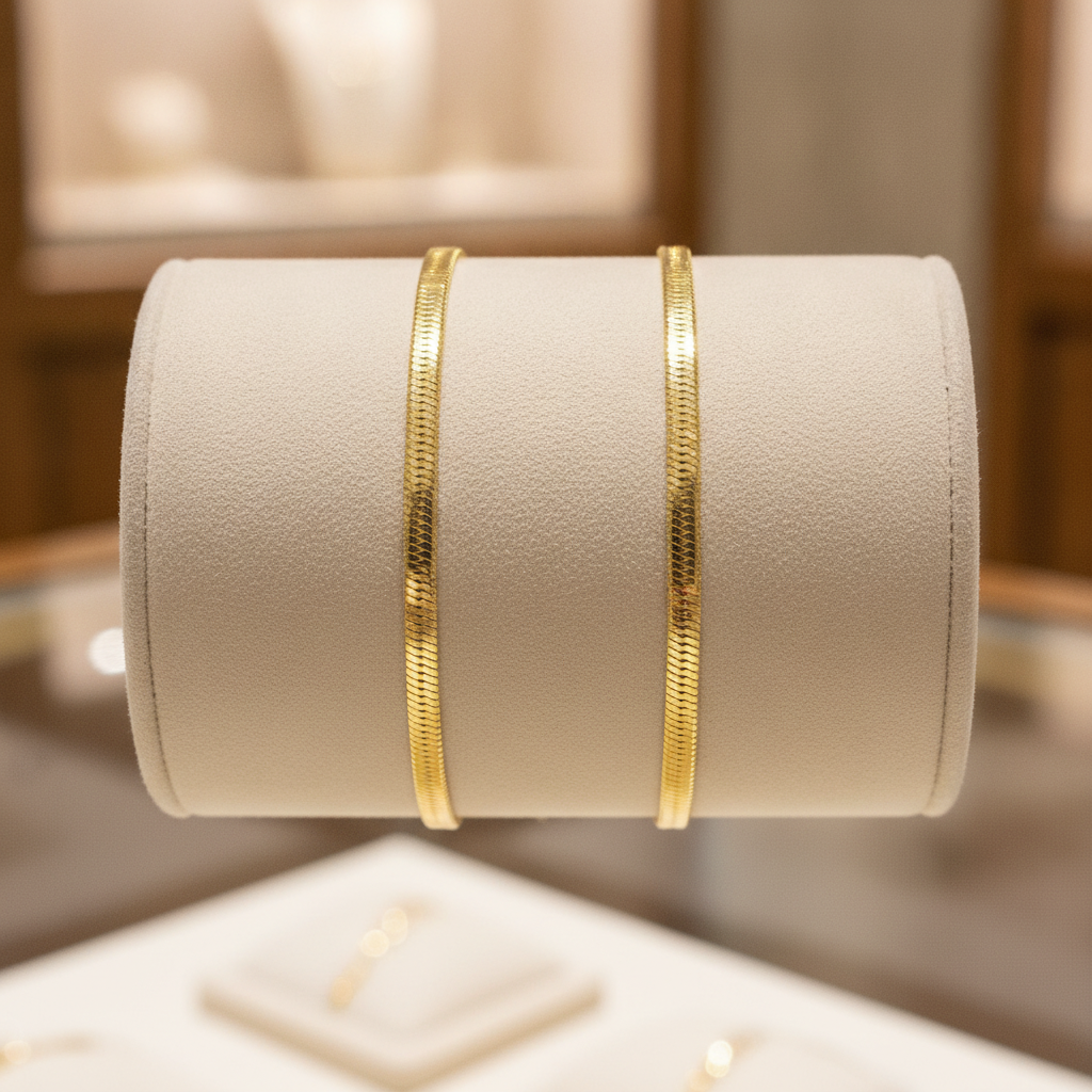 390J02RUMBABR. 14K Solid Gold Flat Snake Bracelet