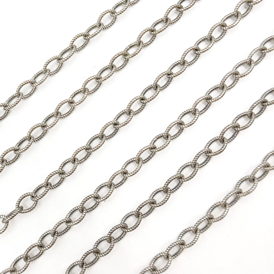 417OX. Oxidized Sterling Silver Twisted Oval Link Chain
