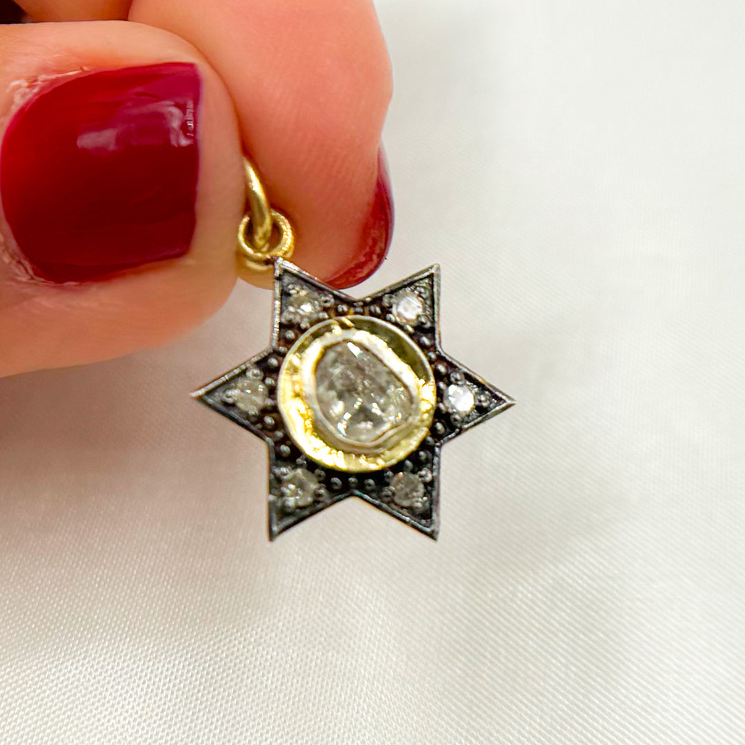 DC406. Diamond Star Pendant with Polki Diamond