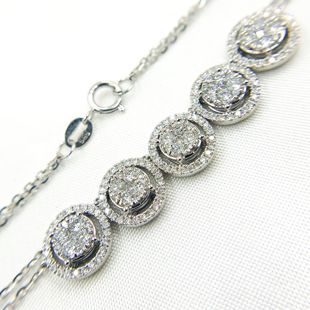 14K Solid White Gold Diamond Necklace. NK112603