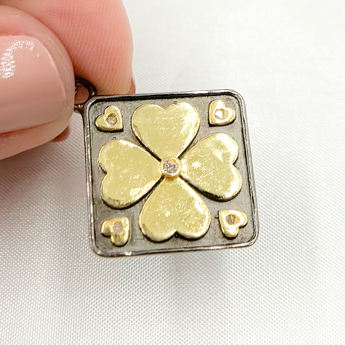 Shop Now Silver Square Flower Pendant