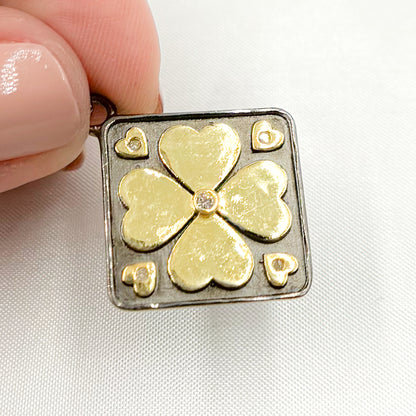 Shop Now Silver Square Flower Pendant