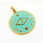 Load image into Gallery viewer, DP709A. Diamond Sterling Silver Round Eye and Star Enamel Pendant
