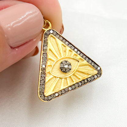 Diamond Sterling Silver Triangle Pendants
