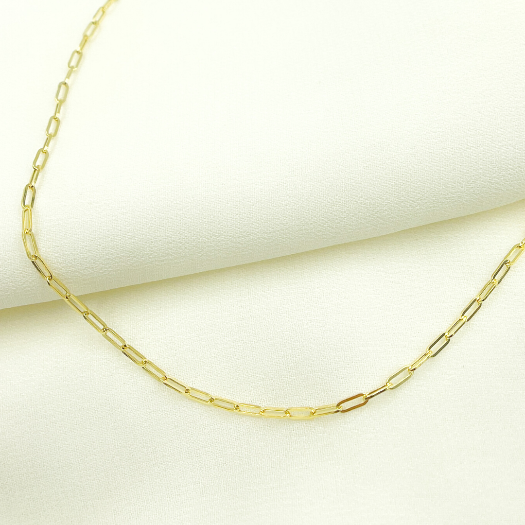 14K43. 14K Solid Gold Flat Paperclip Necklace