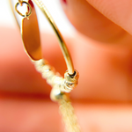 Load image into Gallery viewer, 14K Gold Hoop with Heart and Diamond Cut Ball Earrings. GER109
