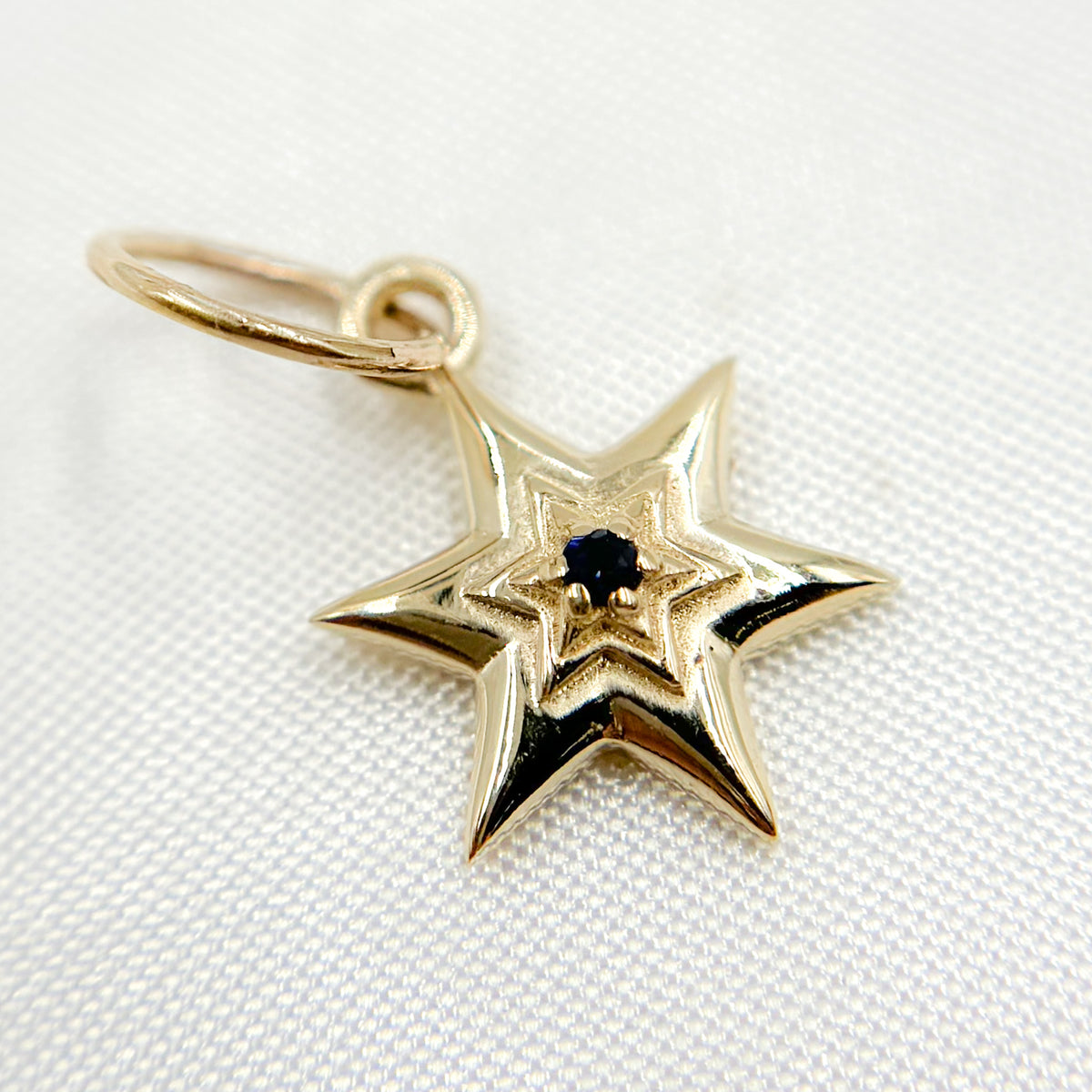 Shop Now Solid Gold Star Charm with Gemstones
