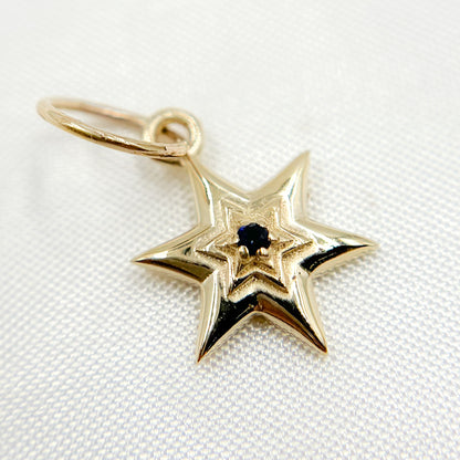Shop Now Solid Gold Star Charm with Gemstones