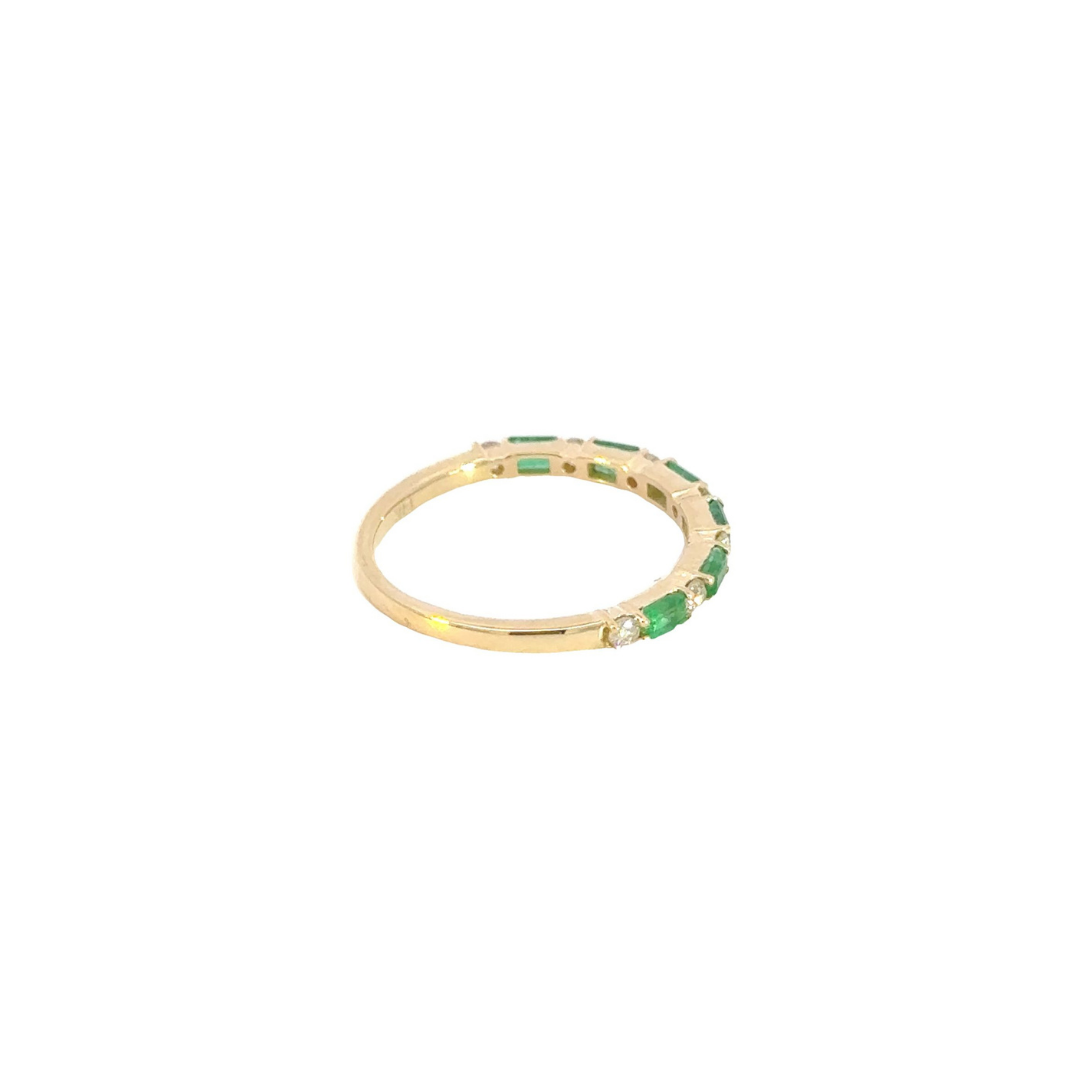 14k Solid Gold Diamond and Emerald Half Eternity Ring. RAB01632EM