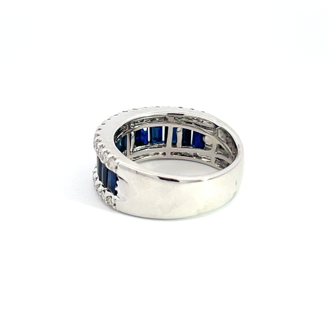 14k Solid Gold Blue Sapphire and Diamond Eternity Band Ring. RFO17259BS