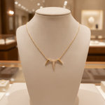 Load image into Gallery viewer, NFA72326. 14K Solid Yellow Gold Diamond Triangle Dangle Necklace