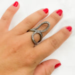 Load image into Gallery viewer, DR10. Diamond Black Rhodium Sterling Silver Organic Shape Ring
