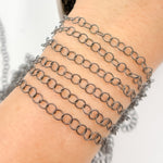 Load image into Gallery viewer, V276BR. Black Rhodium Sterling Silver Twisted Round Link Chain

