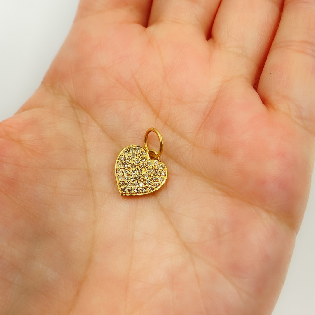 14K Solid Gold Heart Pendant with Diamonds. GDP199