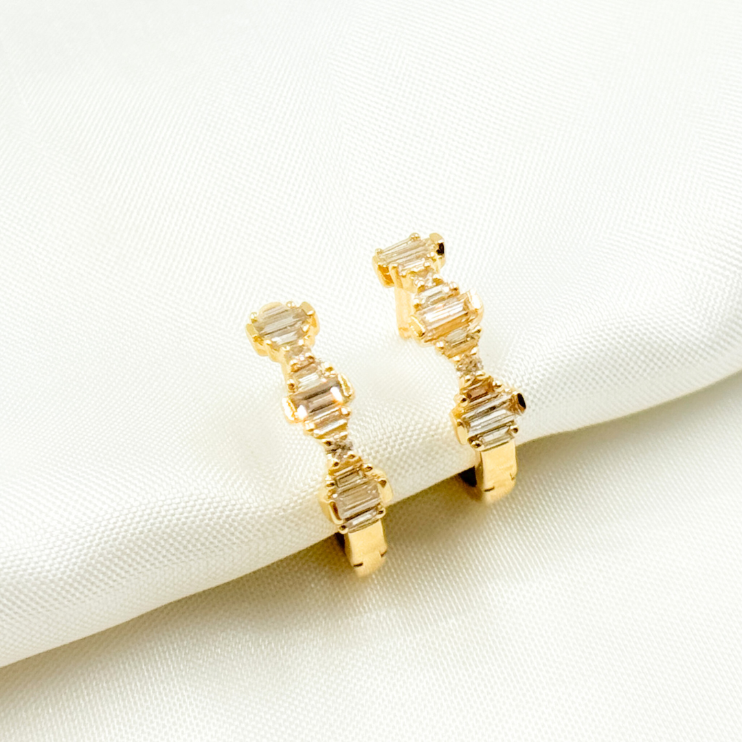 EHG57033. 14k Solid Gold Diamond Baguette Hoops
