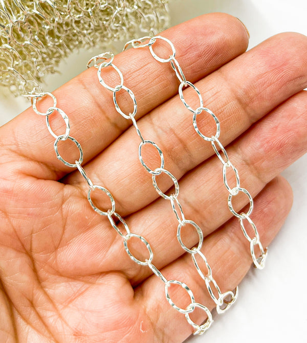 Sterling Silver Hammered Oval Shape Chains