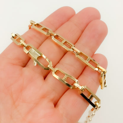 Gold Diamond Cut Cut Marina and Cable Link Chain