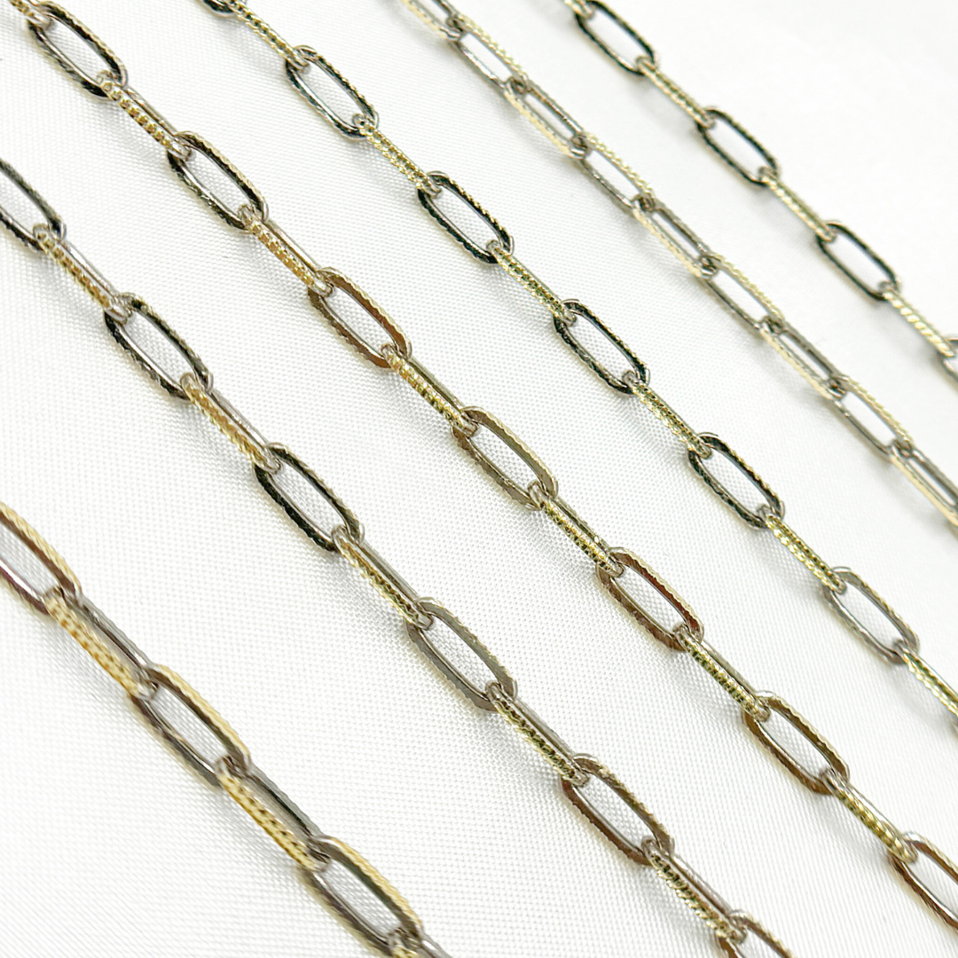 Buy Black Rhodium and Gold Plated Paperclip Textured Chain