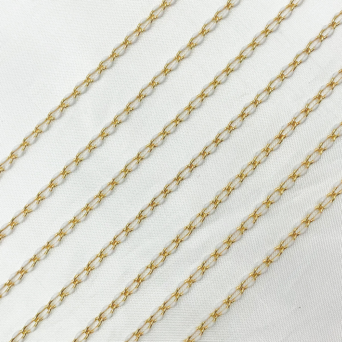 Sterling Silver Gold Plated White Enamel Cable Link Chains