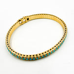 Load image into Gallery viewer, BNL68438TQ. 14K Solid Yellow Gold Baguette Diamond and Turquoise Bangle