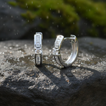 Load image into Gallery viewer, EHF57455. 14K Solid Gold Diamond Hoop Earrings