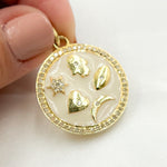 Load image into Gallery viewer, DP490A. Diamond Sterling Silver Round Symbols Enamel Pendant
