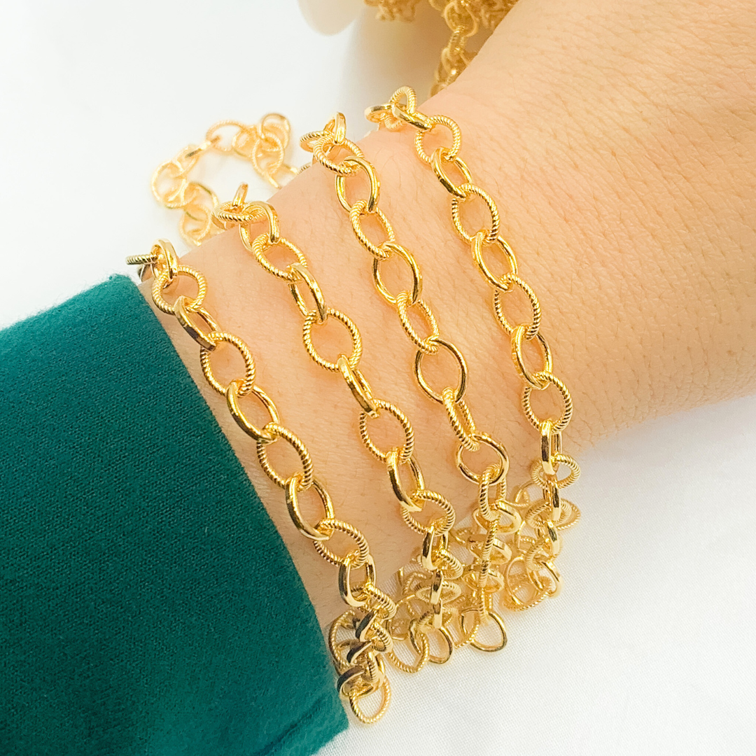 Shop 14k Gold Filled Cable Smooth and Hammered Links Chain