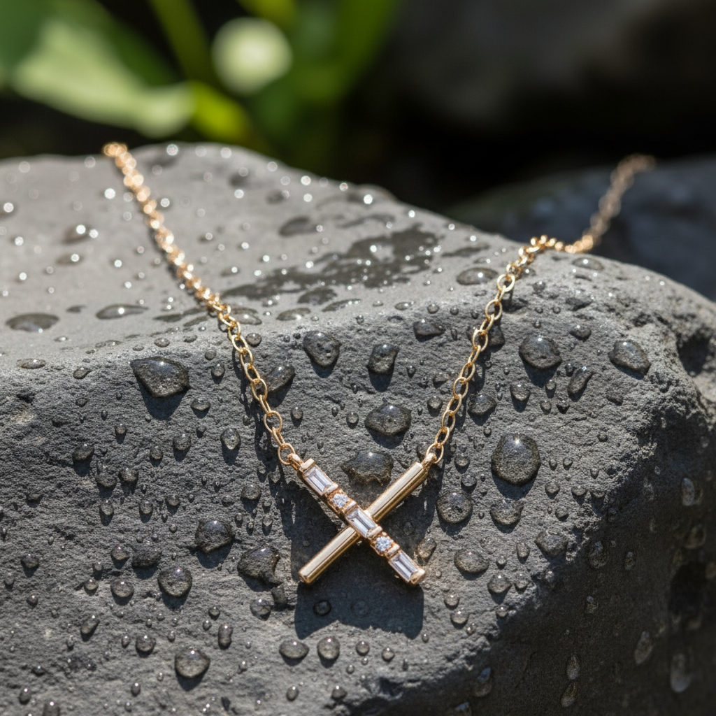 NFA71999. 14K Solid Gold Diamond Necklace