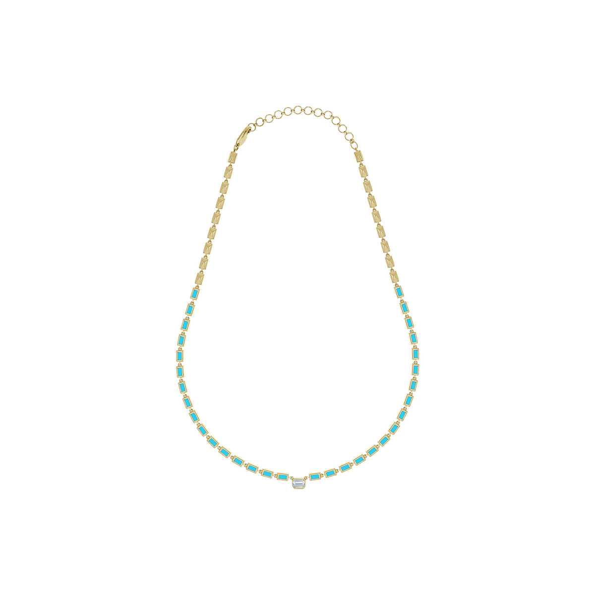 NFF70760. 14K Solid Gold Diamond Rectangle Necklace
