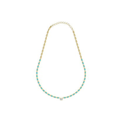 NFF70760. 14K Solid Gold Diamond Rectangle Necklace