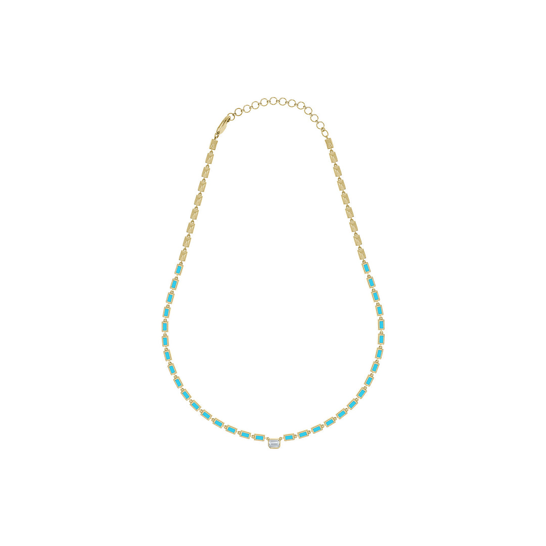 NFF70760. 14K Solid Gold Diamond Rectangle Necklace