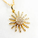 Load image into Gallery viewer, PFE33151. 14K Solid Gold Diamond Sun Necklace
