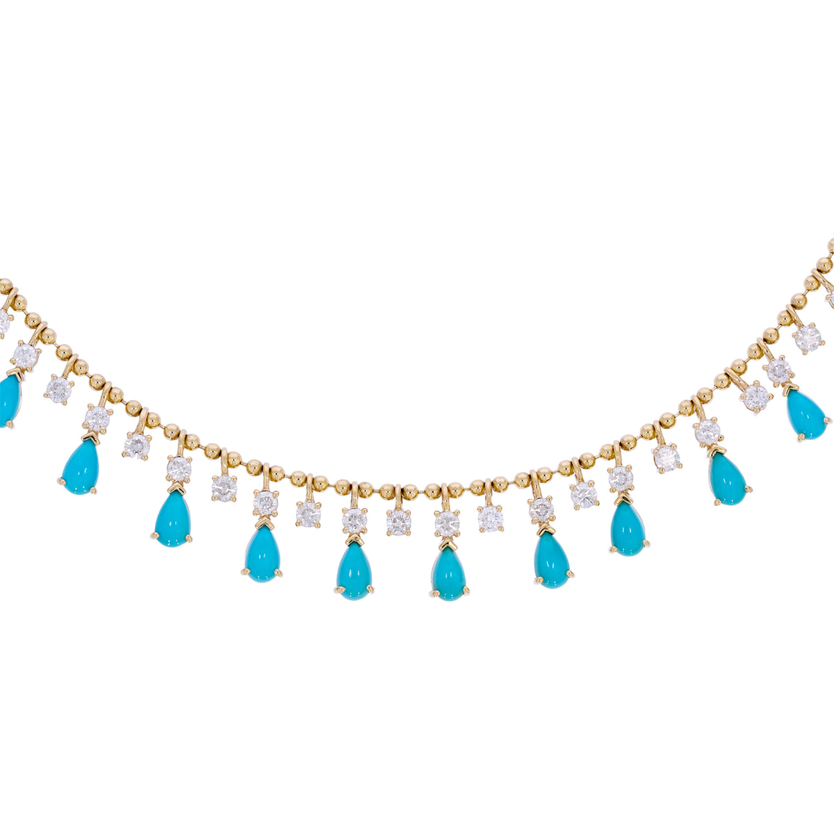 NFL71707. 14K Solid Gold Diamond and Gemstone Necklace