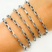 Oxidized Sterling Silver Diamond Cut Box Link Chains