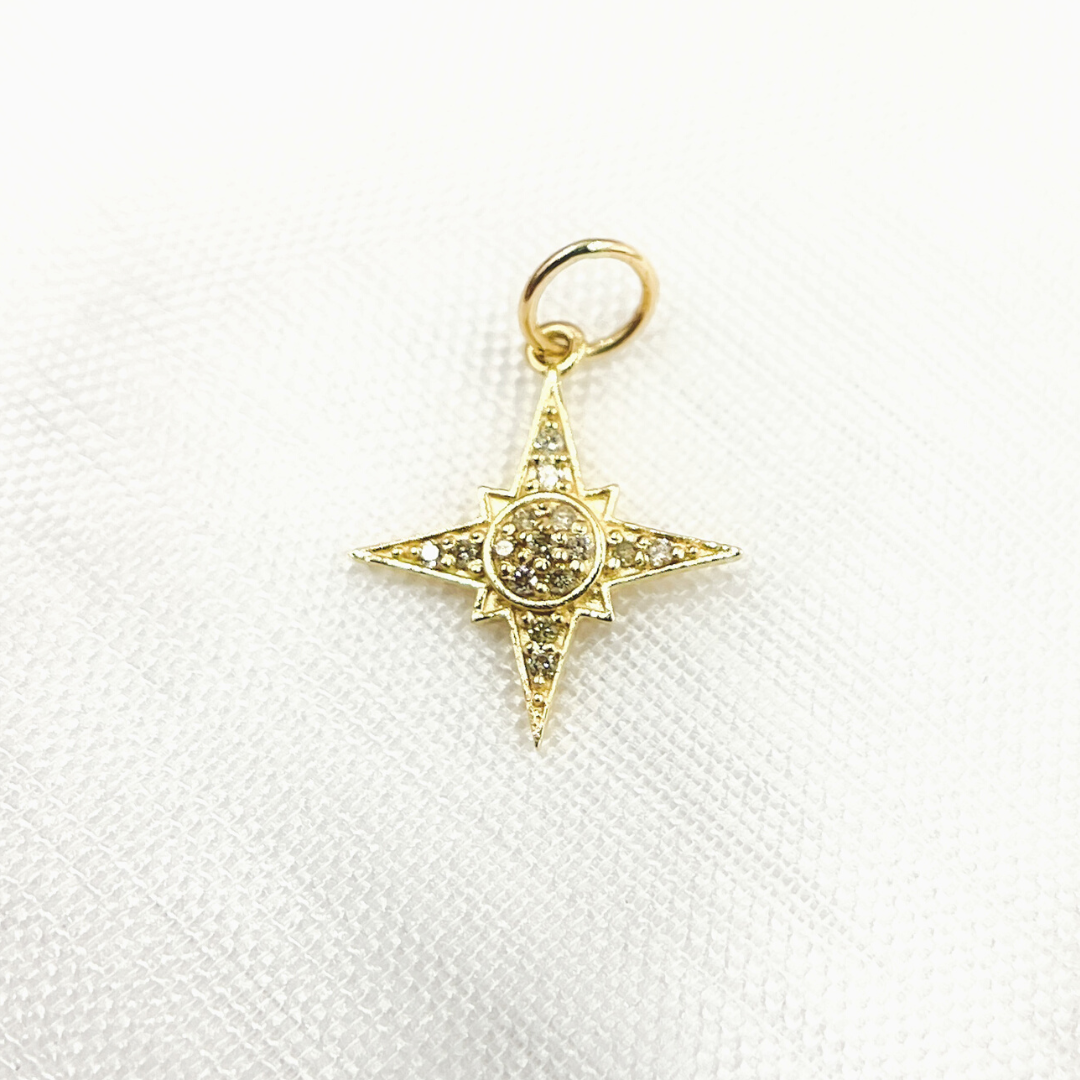 14k Solid Gold Diamond Star Charm. GDP461