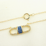 Load image into Gallery viewer, 14k Solid Yellow Gold, Diamonds &amp; Precious Stones Cable Link Marquise Necklace. NFB70796
