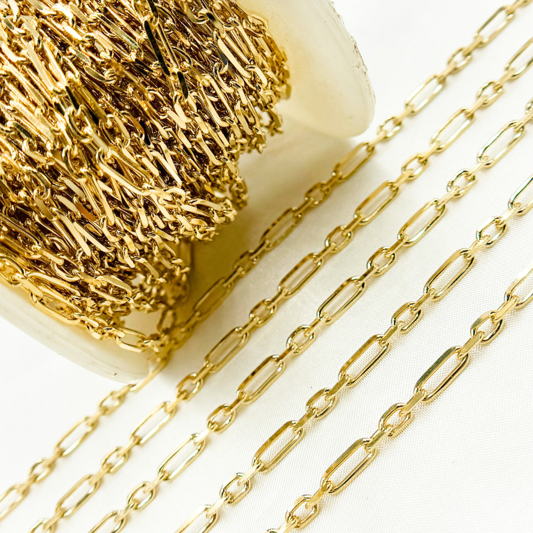 Z53GP. Gold Plated 925 Sterling Silver Diamond Cut Paperclip Link Chain