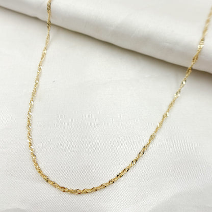 14K Solid Gold Wheat Chain