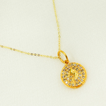 Load image into Gallery viewer, 14K Solid Gold Circle Pendant with Diamonds. GDP323
