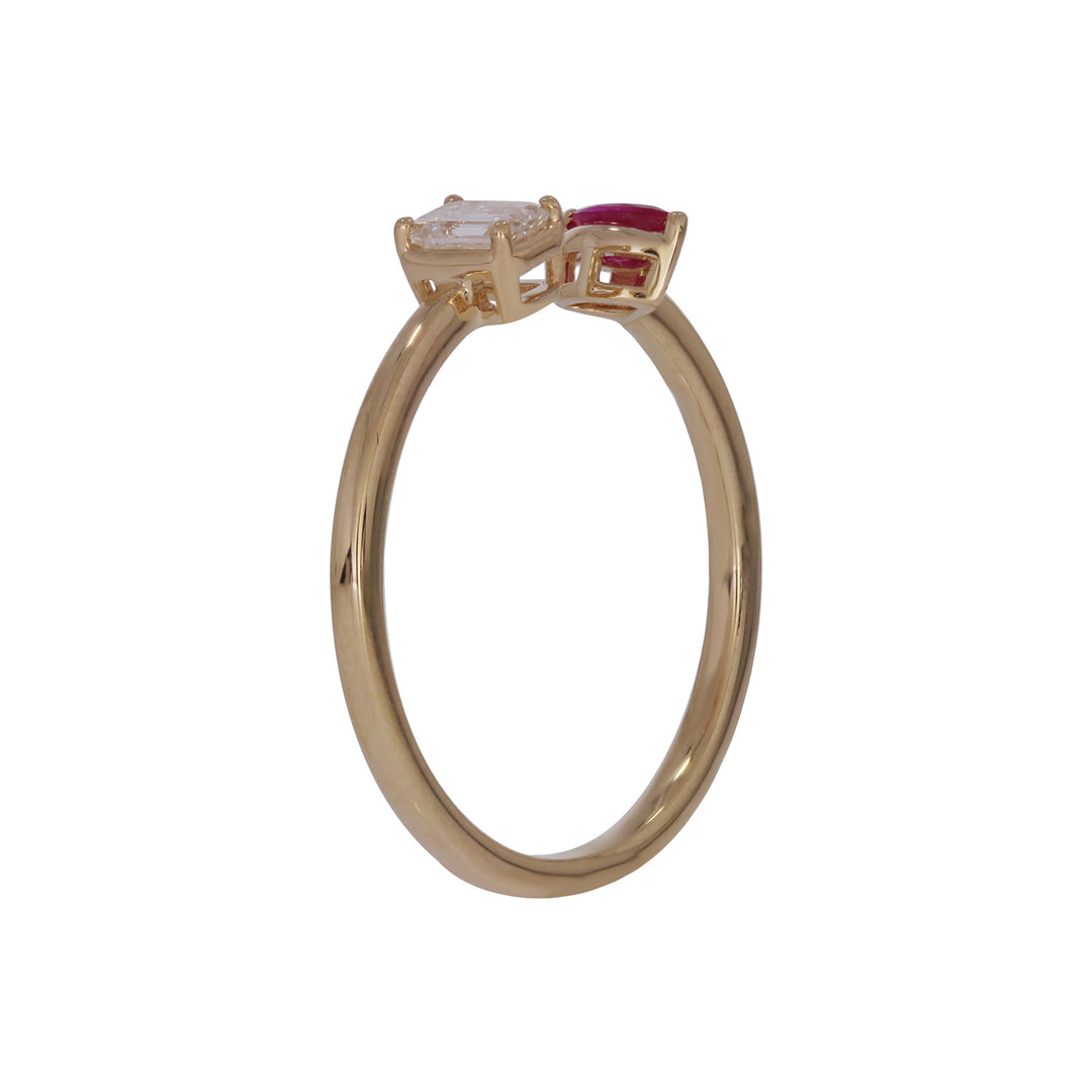 RFD19696RU. 14K Solid Gold Diamond and Ruby Open Ring