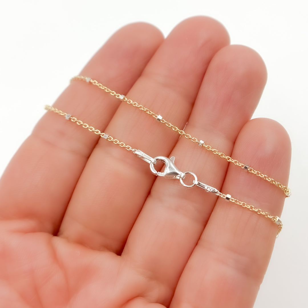 Gold Plated Sterling Silver Chain with Silver Cubes