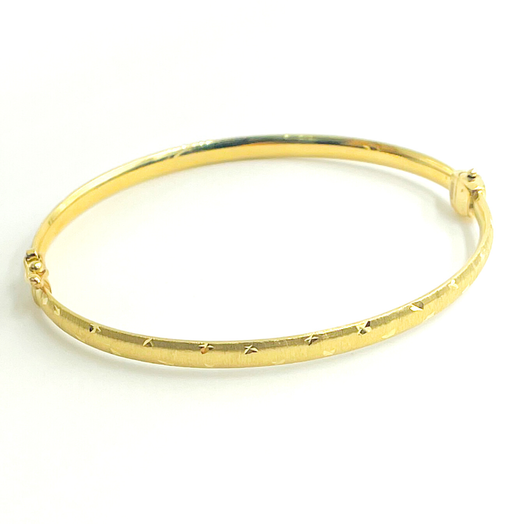 14K Solid Gold Matte Textured Bangle. Bangle17