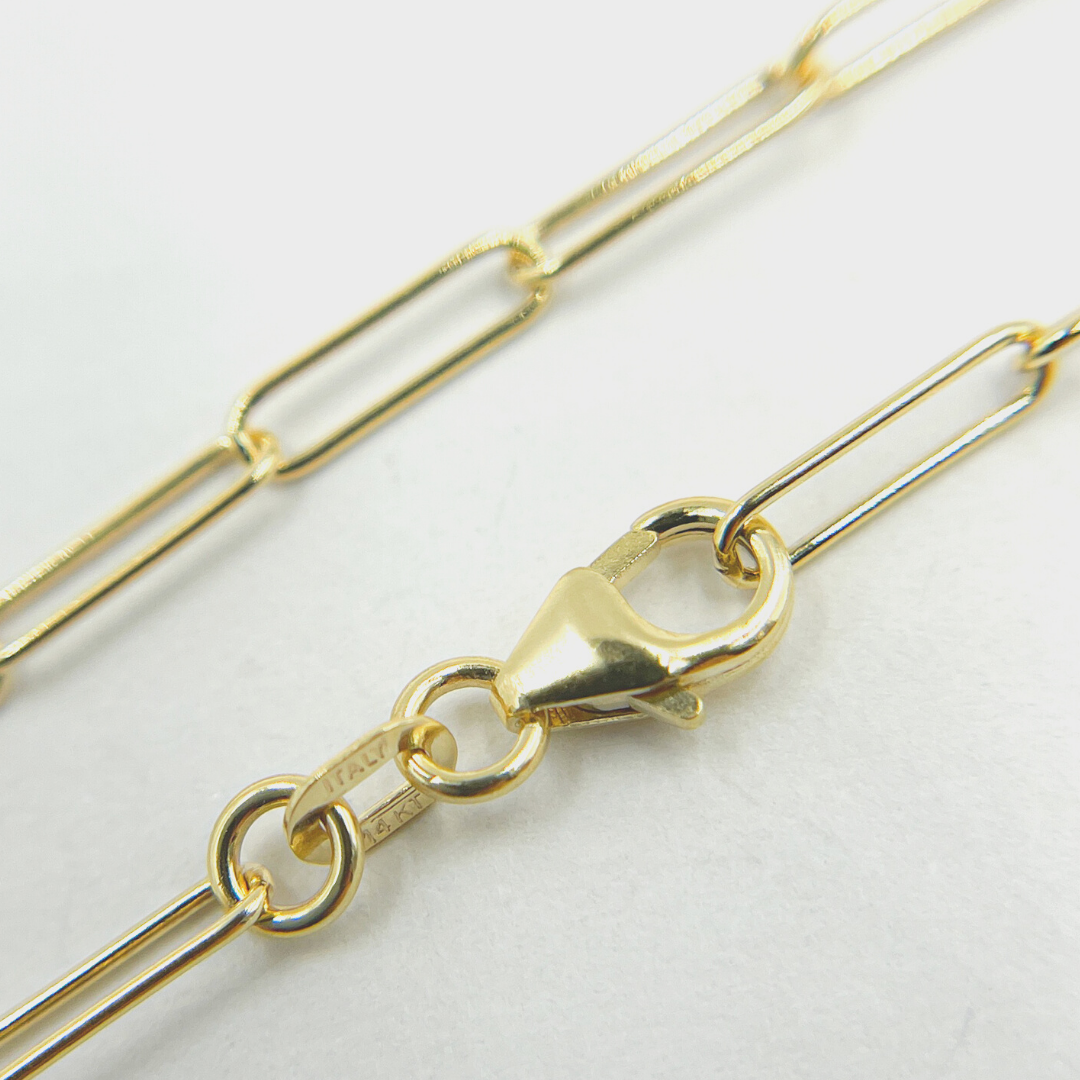 172. 14K Solid Gold Paperclip Necklace